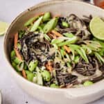 Spicy sesame cold noodles in a bowl