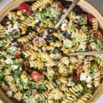 Street corn pasta salad in a bowl