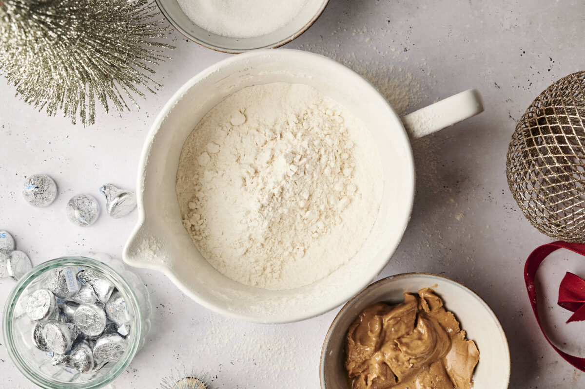 Sifting the dry ingredients 