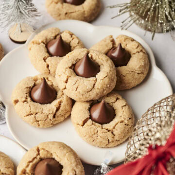 Peanut butter blossom cookies on a plate