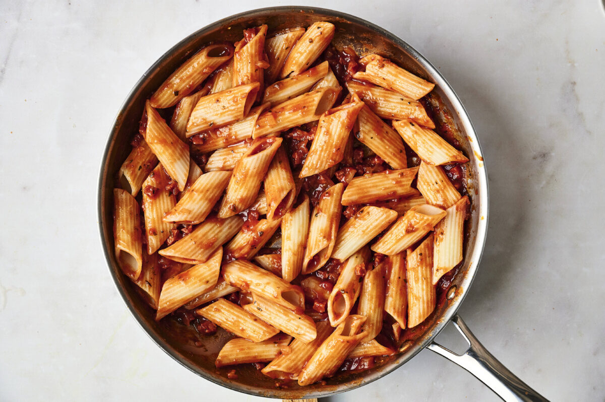 Cooking Spanish chorizo pasta