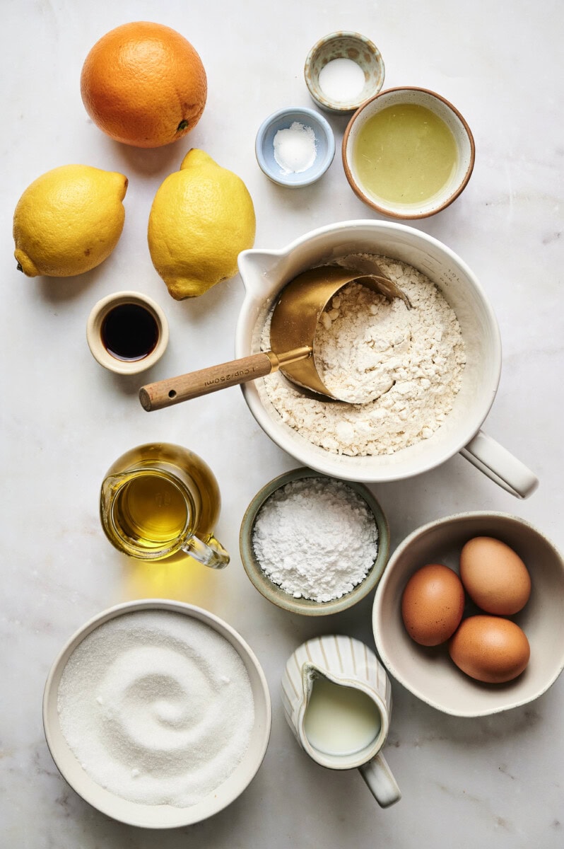 Ingredients for citrus olive oil cake 
