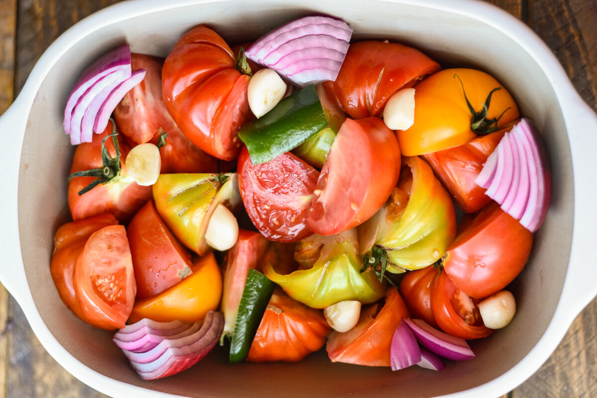 Ingredients for roasted tomato salsa