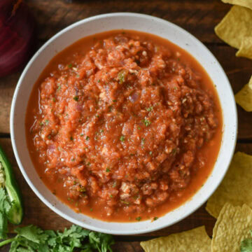 Slow roasted tomato salsa in serving bowl