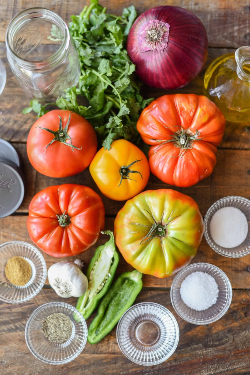Ingredients for tomato salsa