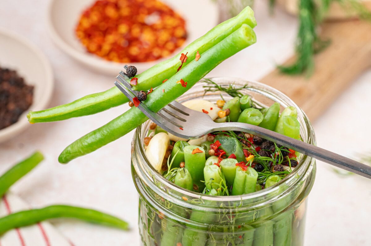 Dilly beans in a jar