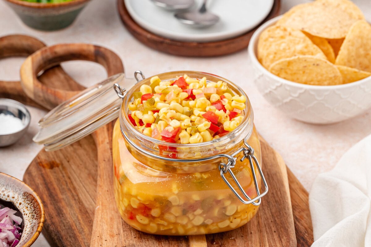 corn relish in jar