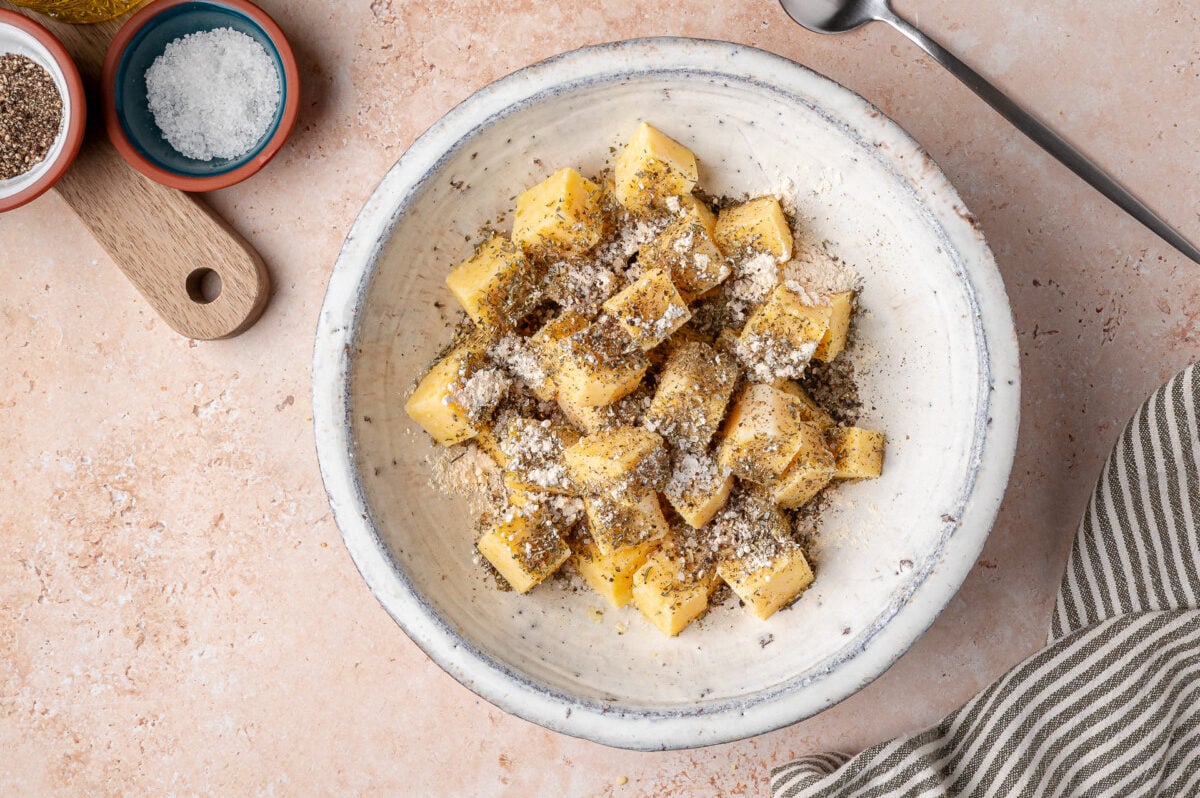 polenta cubes with herbs 